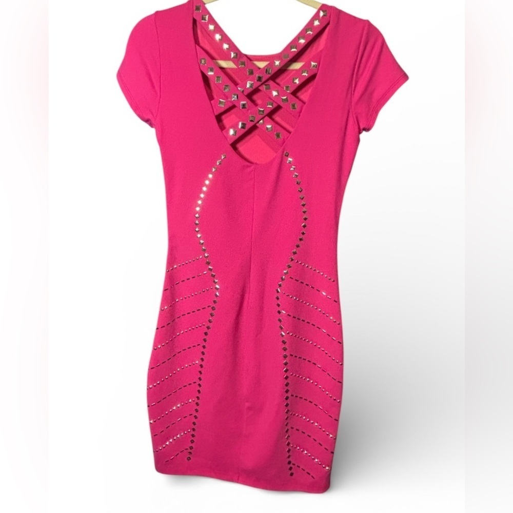 Bebe Fuchsia Dress with Silver Studs